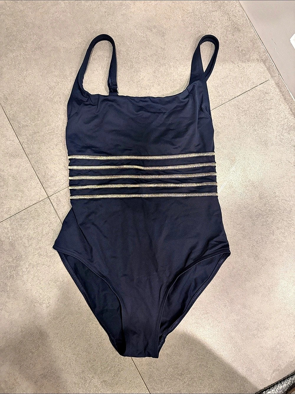 Bleu by Rod Beattie One-Piece Swimsuit Gold Trim Size 6 Like New